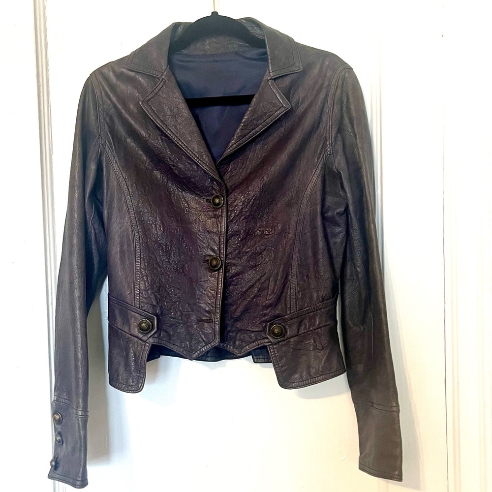 Women's Dark Brown Leather Jacket, Made in Italy, Super Flattering,soft,vintage